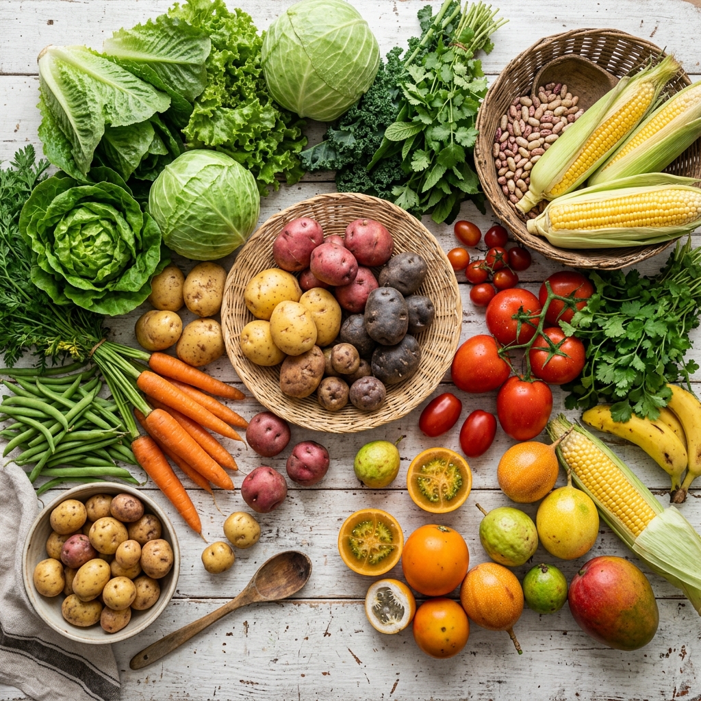 Productos agrícolas frescos: tubérculos, hortalizas y frutas del Guavio